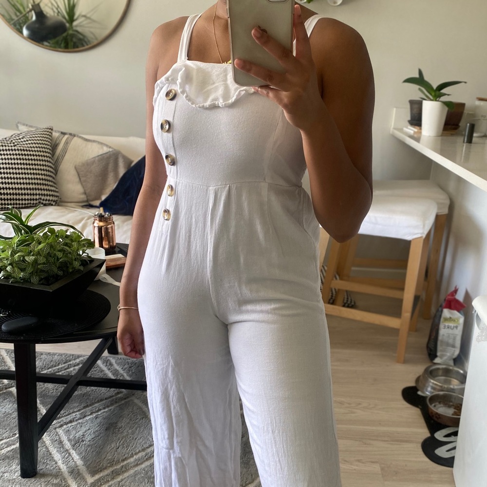 White Jumpsuit with Buttons